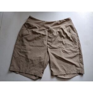 Baleaf Womens Khaki Hiking Shorts Size Medium Wide Waistband Zipper Pockets Tan